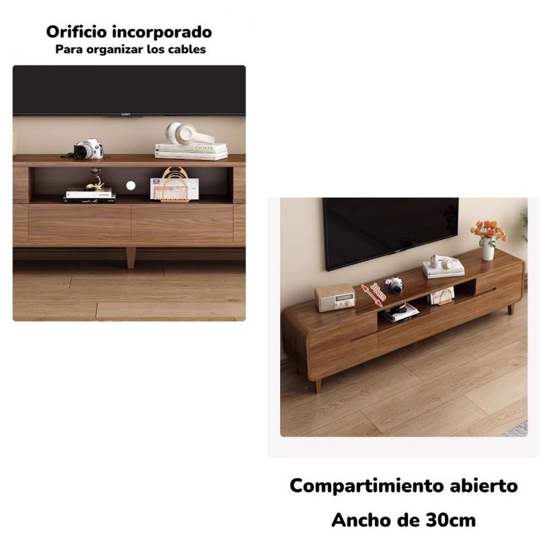 Mueble De TV Rack Madera 200cm Santiago By LuBabycas-6