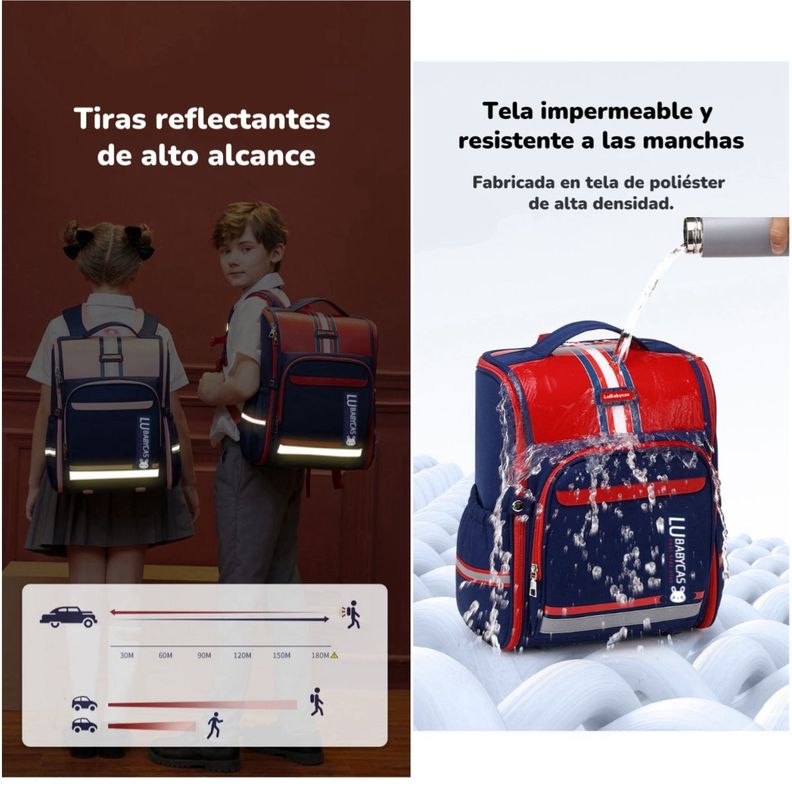 Mochila Escolar Infantil Impermeable 5S Rosada LuBabycas-5