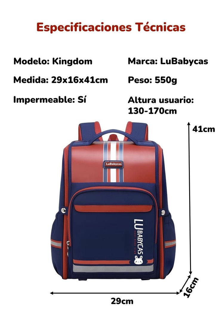Mochila Escolar Infantil Impermeable 5S Rosada LuBabycas-7