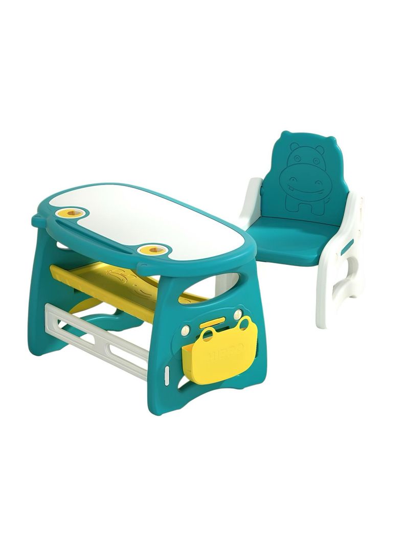Mesa Con Silla Montessori Para Ninos Hipopotamo LuBabycas Verde