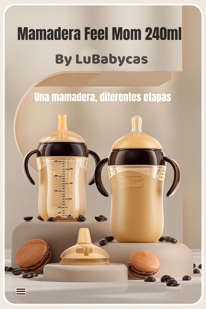 Mamadera 240ml Con Chupetes Y Cepillo de Limpieza LuBabycas-1