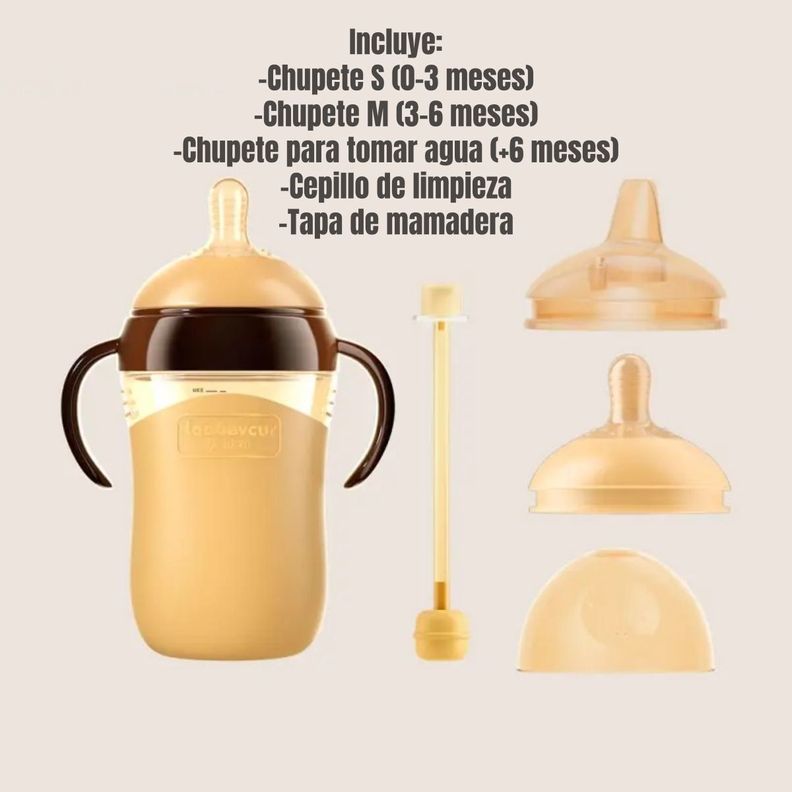 Mamadera 240ml Con Chupetes Y Cepillo de Limpieza LuBabycas-3