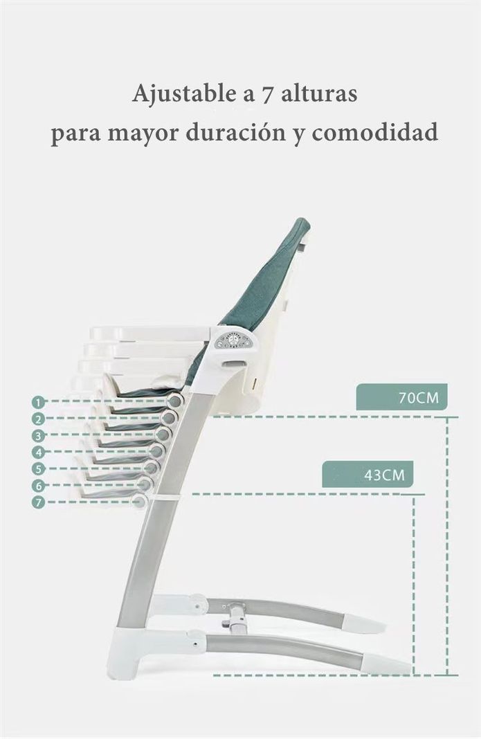 Silla De Comer Y Columpio Mecedor Lujoso Lubabycas Verde-4