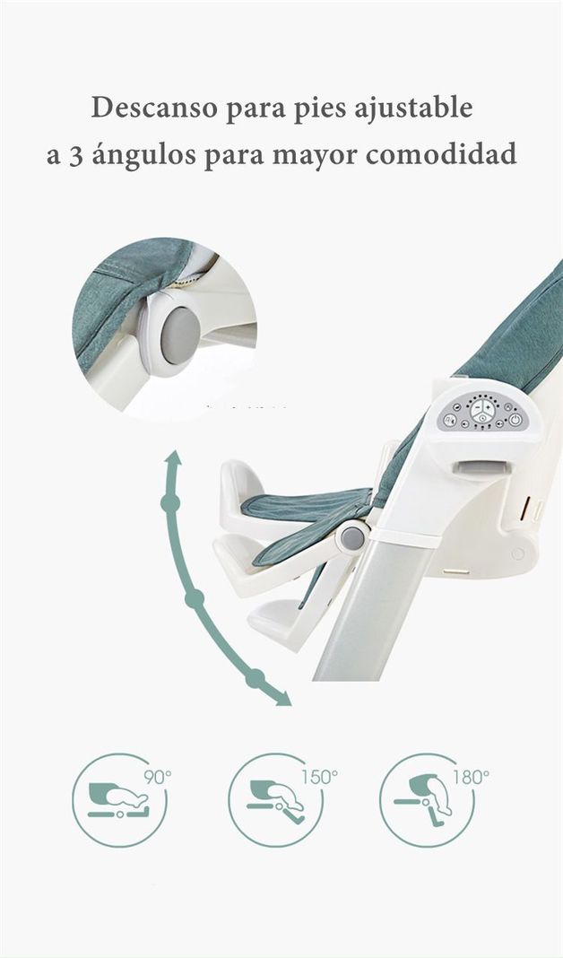 Silla De Comer Y Columpio Mecedor Lujoso Lubabycas Verde-5