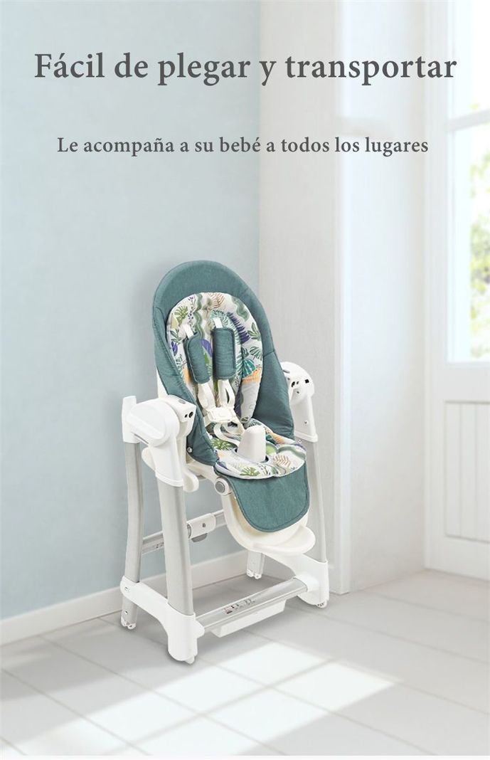 Silla De Comer Y Columpio Mecedor Lujoso Lubabycas Verde-6