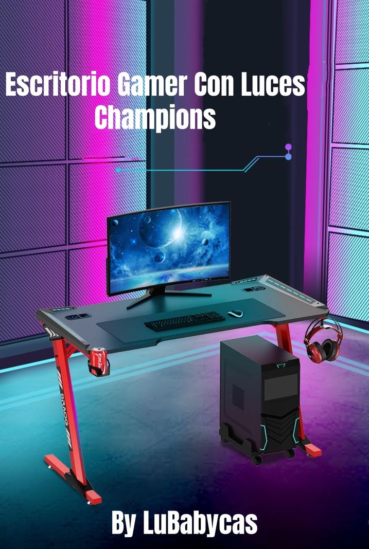 Escritorio Gamer 120x60x73cm Con Luces Negro LuBabycas-1
