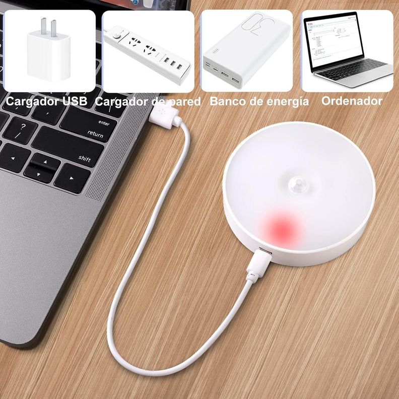  Luz Led Sensor De Movimiento Recargable Cálida Fría Inalámbrica-4