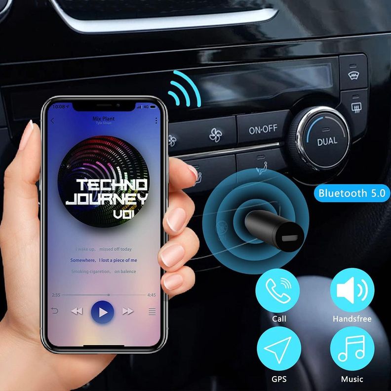Adaptador Receptor Bluetooth Transmisor Audio Auto Aux 3.5 mm-5