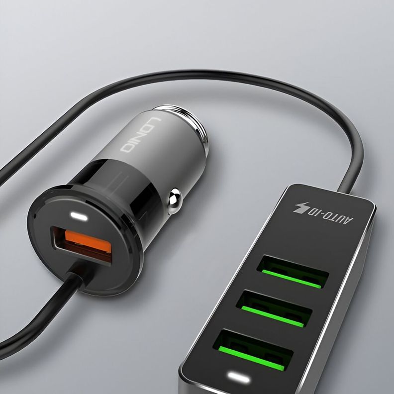 Cargador De Auto 4 Usb Múltiple Teléfono Celular Rápido 35w-1
