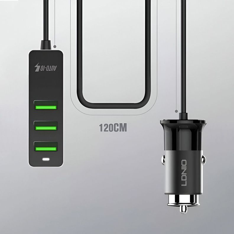Cargador De Auto 4 Usb Múltiple Teléfono Celular Rápido 35w-2