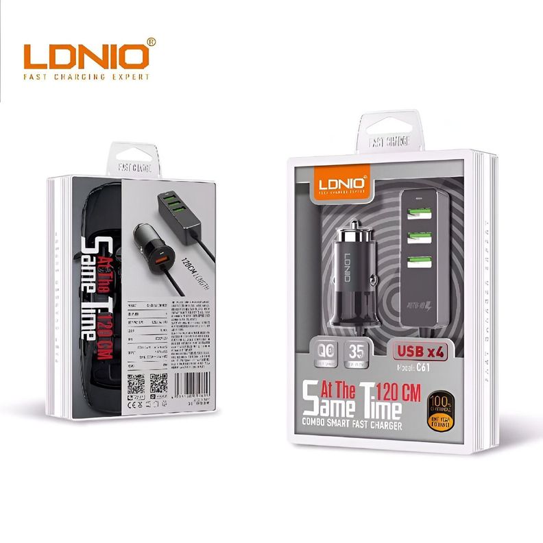 Cargador De Auto 4 Usb Múltiple Teléfono Celular Rápido 35w-6