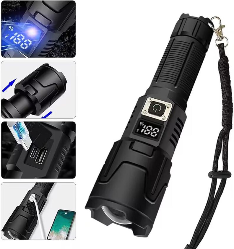 Linterna Táctica Potente Led Zoom 10000 Lm Recargable-1