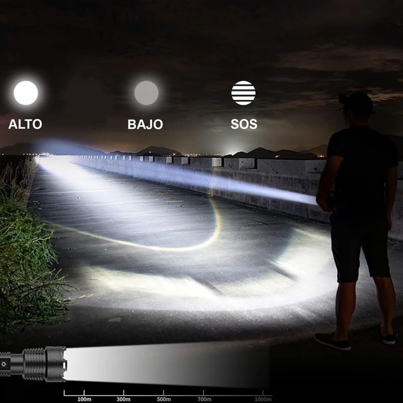 Linterna Táctica Potente Led Zoom 10000 Lm Recargable-5