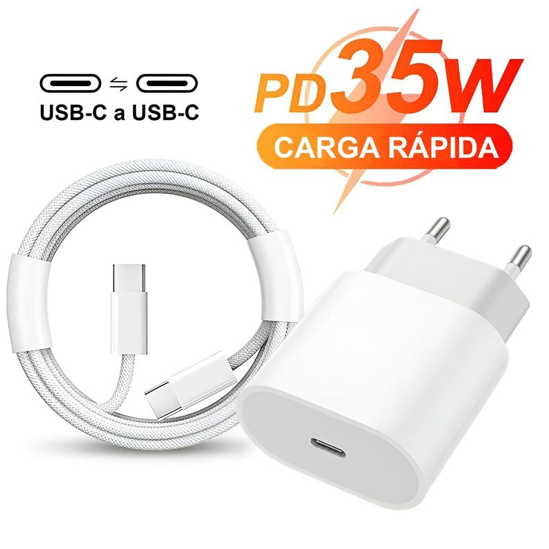 Cargador Teléfono Celular Cable Tipo C Usb-C Rápido 35w PD-1