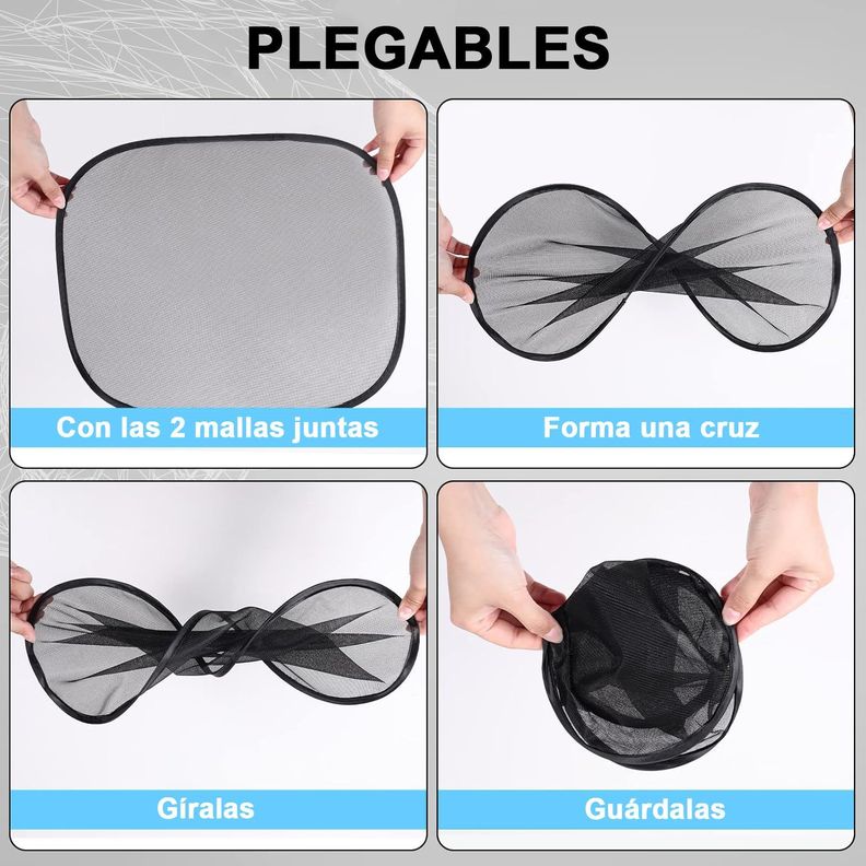 Kit Parasol Protector Solar Parabrisas Mallas Ventana Auto-5
