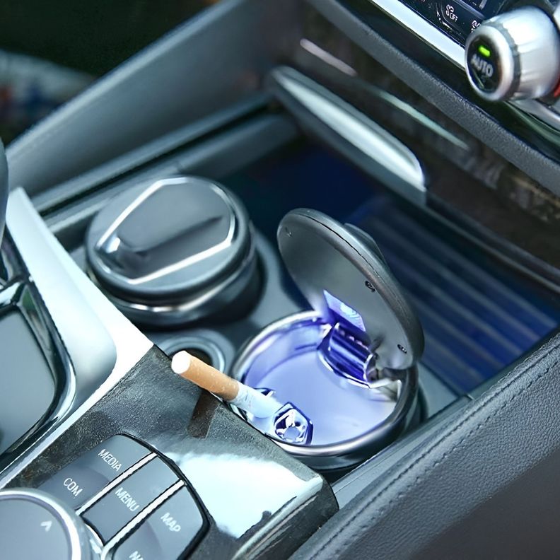 Cenicero De Auto Portátil Con Tapa Luz Interior De Cerámica-1