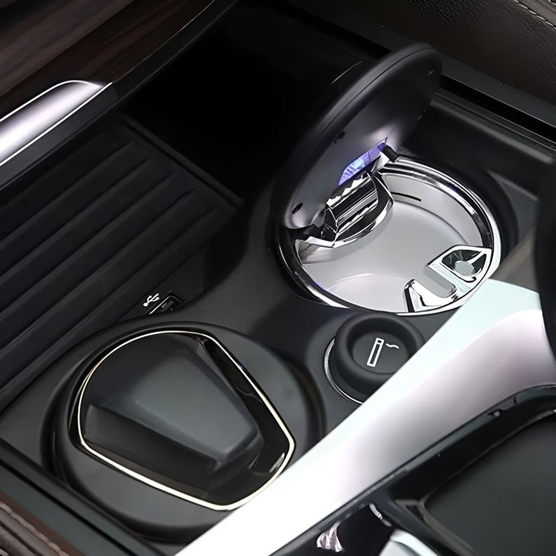 Cenicero De Auto Portátil Con Tapa Luz Interior De Cerámica-2