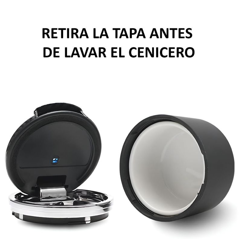 Cenicero De Auto Portátil Con Tapa Luz Interior De Cerámica-5