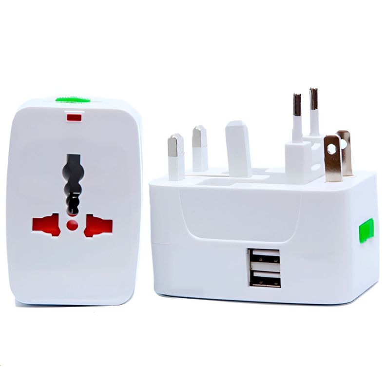 Adaptador De Viaje Universal 2 Usb Enchufe Corriente-0
