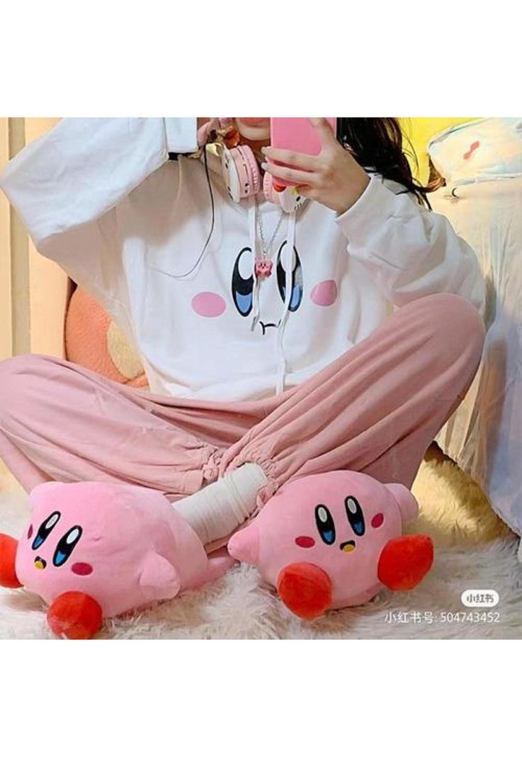 Pantuflas 3d Suaves Kirby Kawai-1
