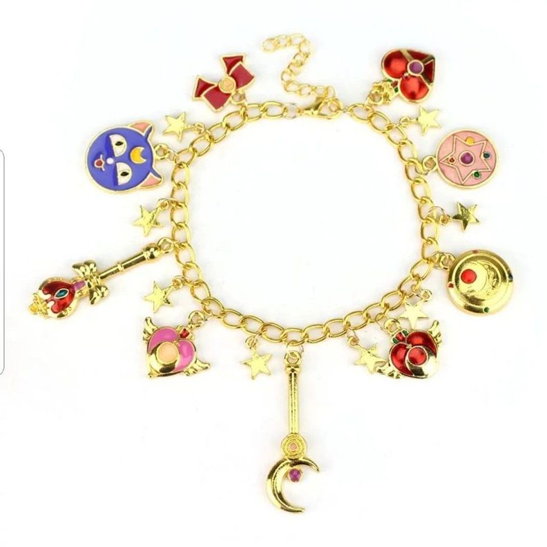 Pulsera Charms dorada dijes Sailor moon-0