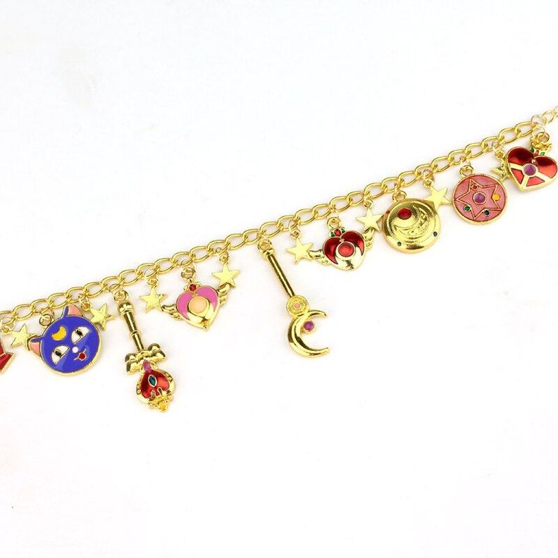 Pulsera Charms dorada dijes Sailor moon-3