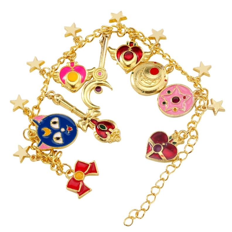 Pulsera Charms dorada dijes Sailor moon-6