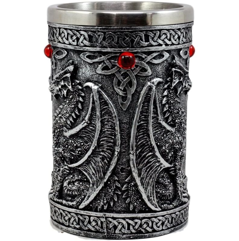 Taza Tazón XL SILVER Celta Twin Dragon Fire Drakes-1