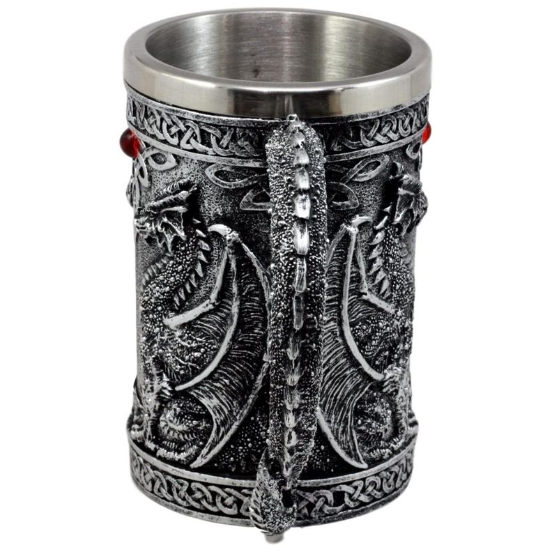 Taza Tazón XL SILVER Celta Twin Dragon Fire Drakes-2