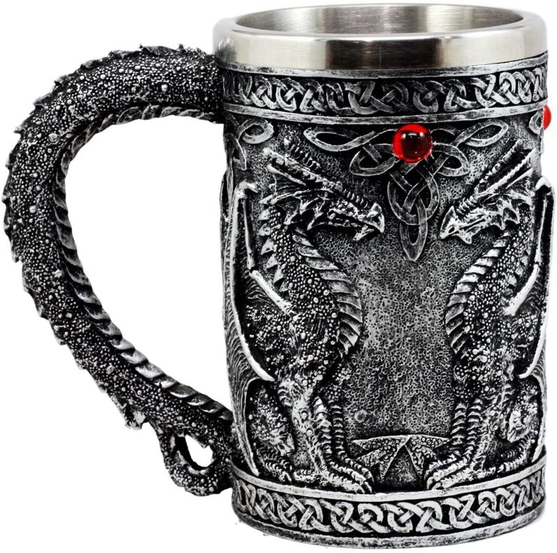 Taza Tazón XL SILVER Celta Twin Dragon Fire Drakes-4