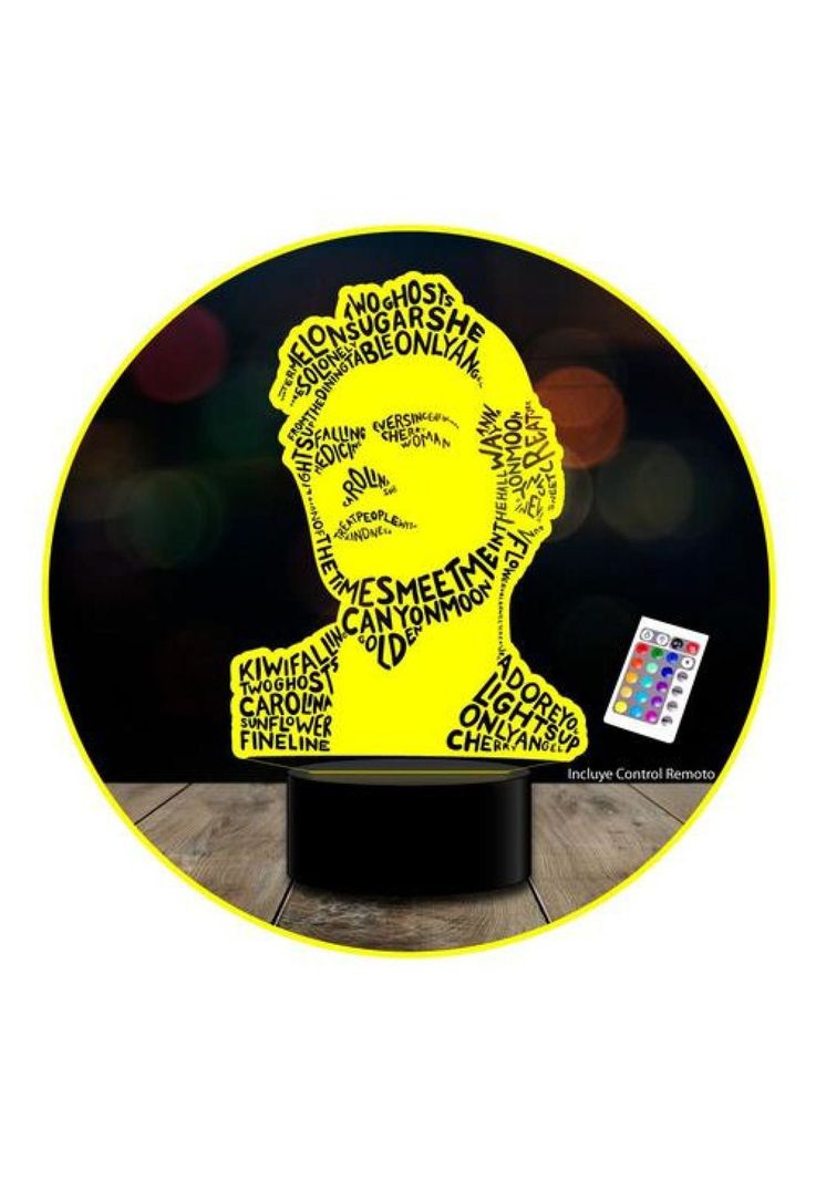 Lampara 3d Harry Styles Rostro Letras  Control / Remoto Modc-0