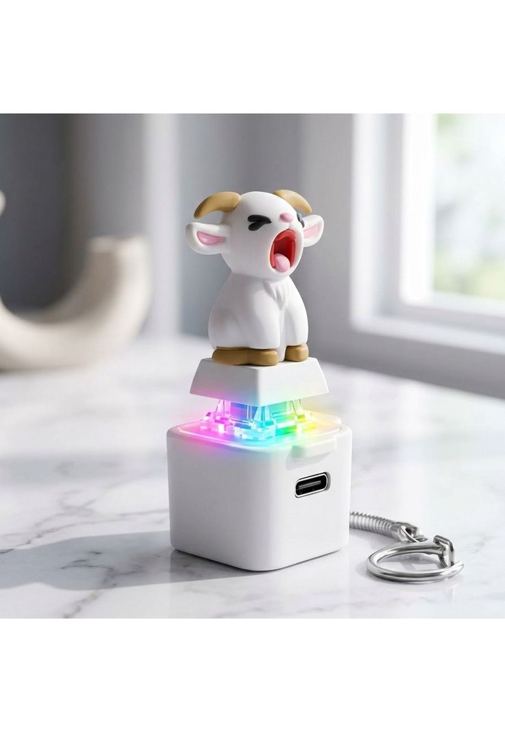Llavero Antiestres Sonido Led Cabra gritona screaming goat Blanco