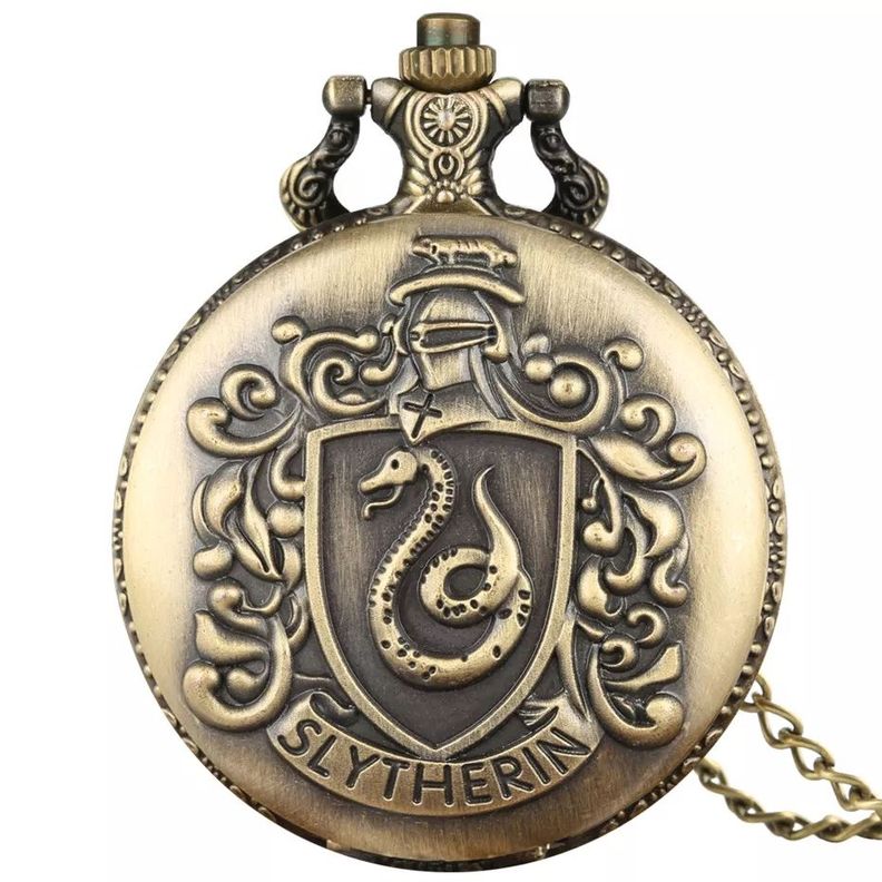 Reloj De Bolsillo negro escudo slytherin Harry Potter-0