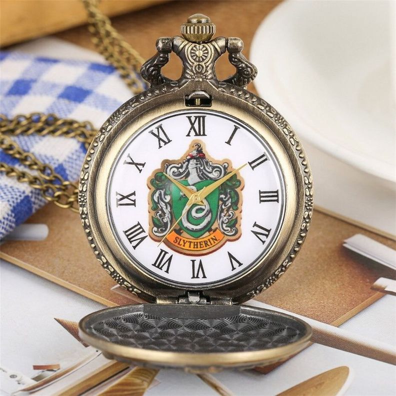 Reloj De Bolsillo negro escudo slytherin Harry Potter-1