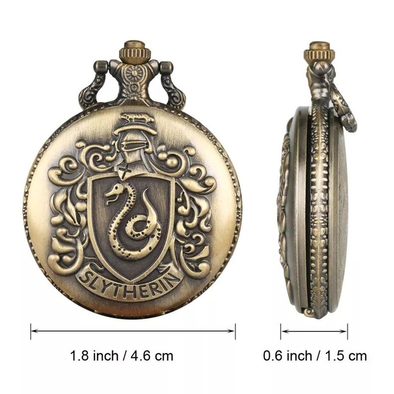 Reloj De Bolsillo negro escudo slytherin Harry Potter-2