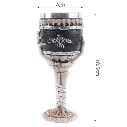 Copa Cáliz Calavera Medieval Halloween Craneo Mano Esqueleto-2