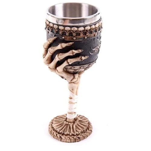 Copa Cáliz Calavera Medieval Halloween Craneo Mano Esqueleto-0