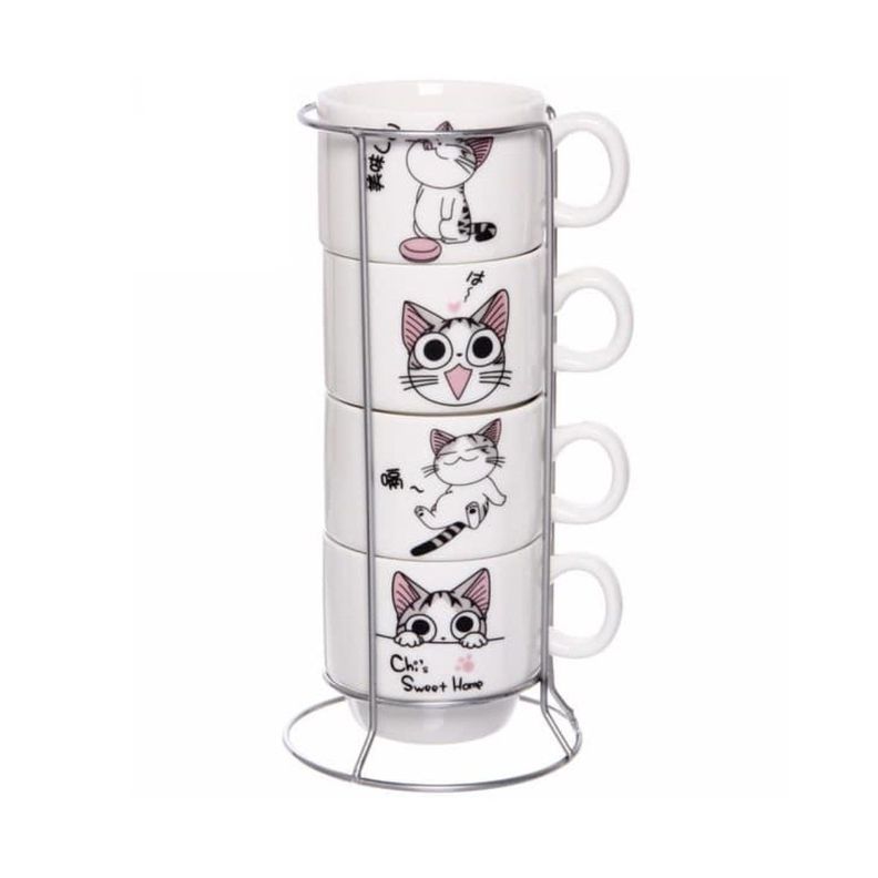 Set 4 Tazas verticales gatita Chi-0