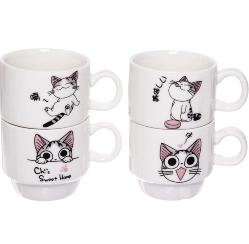 Set 4 Tazas verticales gatita Chi-2