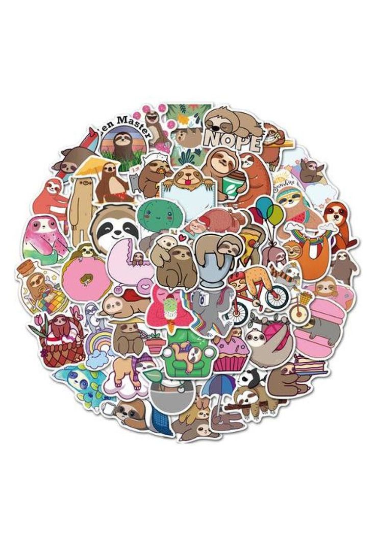 Pack 50 Sticker Osos Perezosos Cute-0
