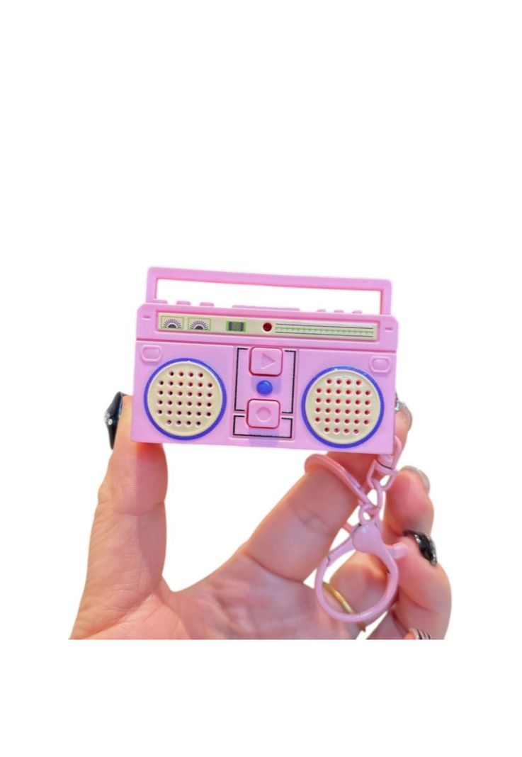 Llavero Mini Radio grabadora Music vintage Rosado M