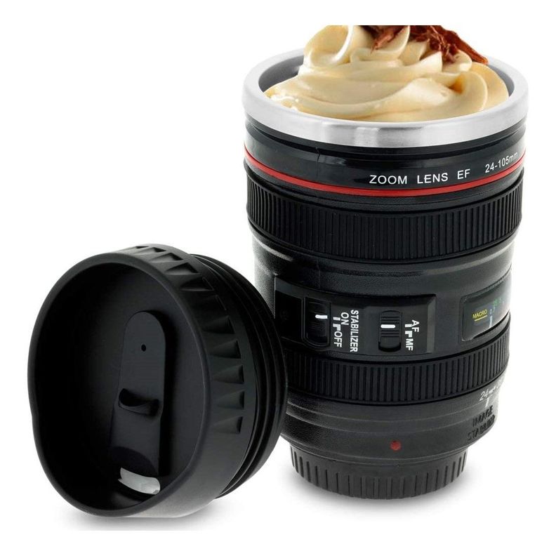 Taza Tazón Mug Zoom Lente Fotográfico Acero Inoxidable-0