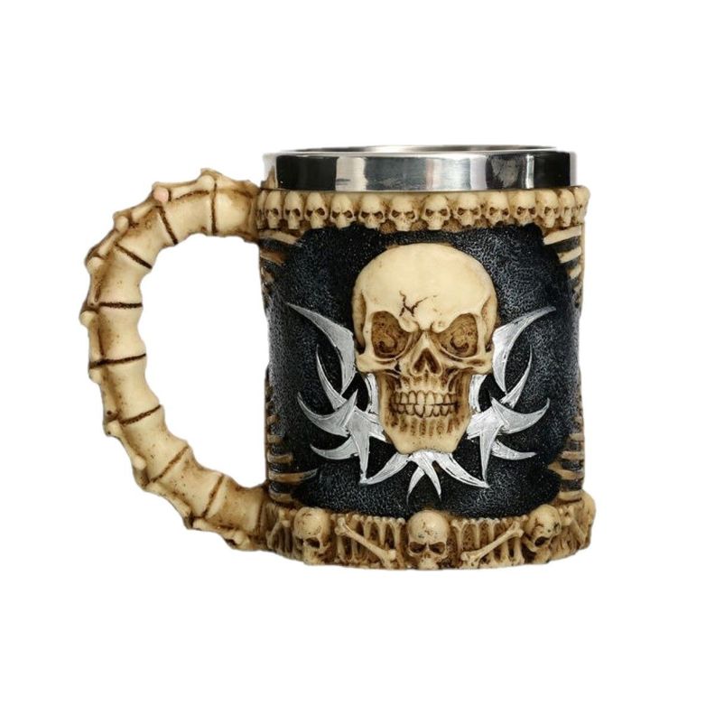 Taza Tazón Mug Calavera Craneo Medieval Skull & Spine Goblet-0