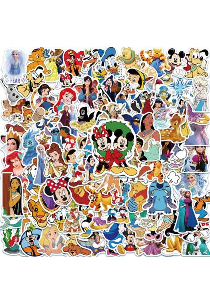 Pack 50 Sticker Dibujos Animados Princesas Stich Mickey-1