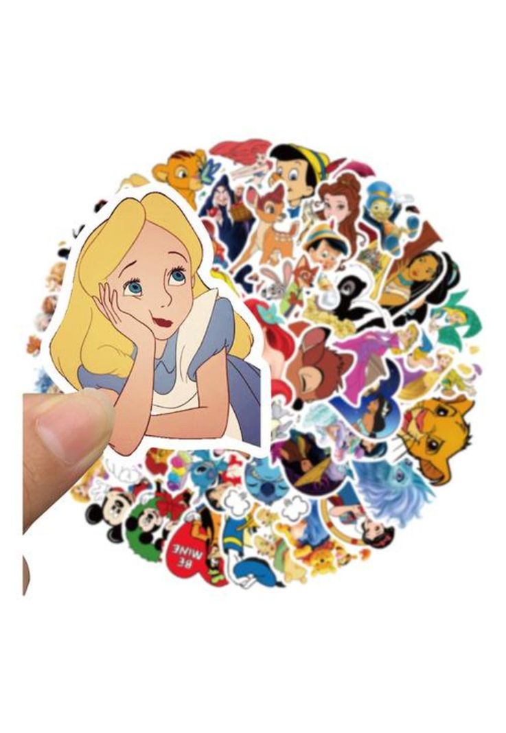 Pack 50 Sticker Dibujos Animados Princesas Stich Mickey-3