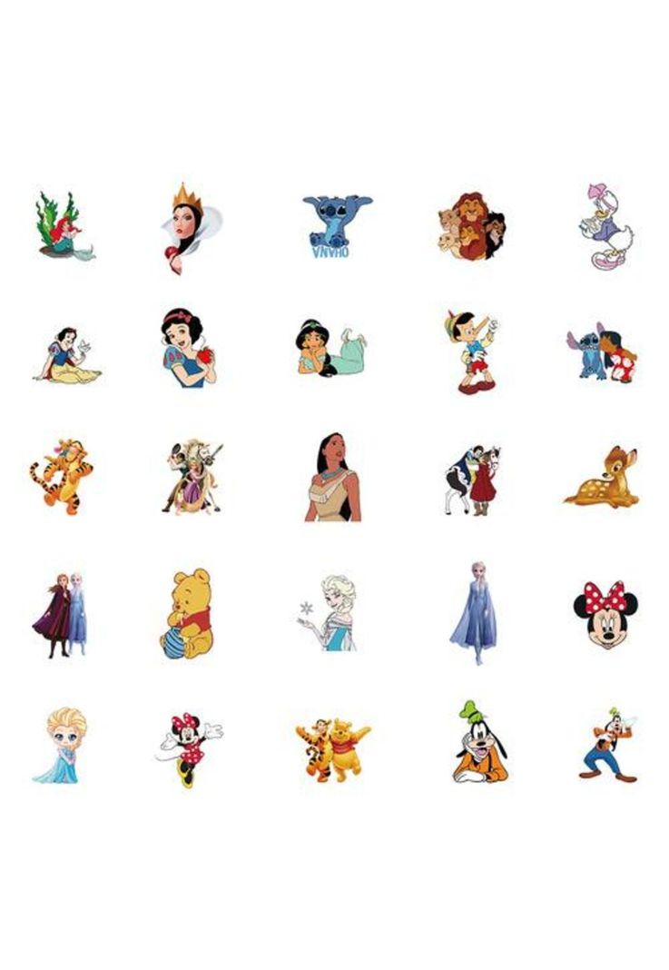 Pack 50 Sticker Dibujos Animados Princesas Stich Mickey-4