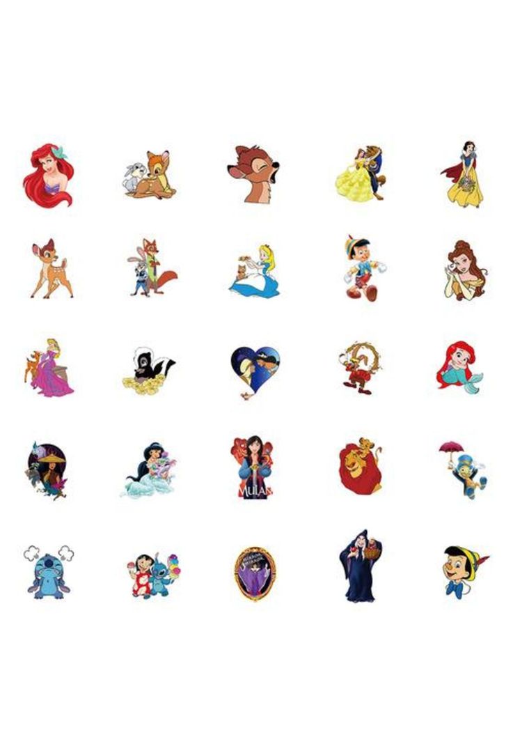 Pack 50 Sticker Dibujos Animados Princesas Stich Mickey-5