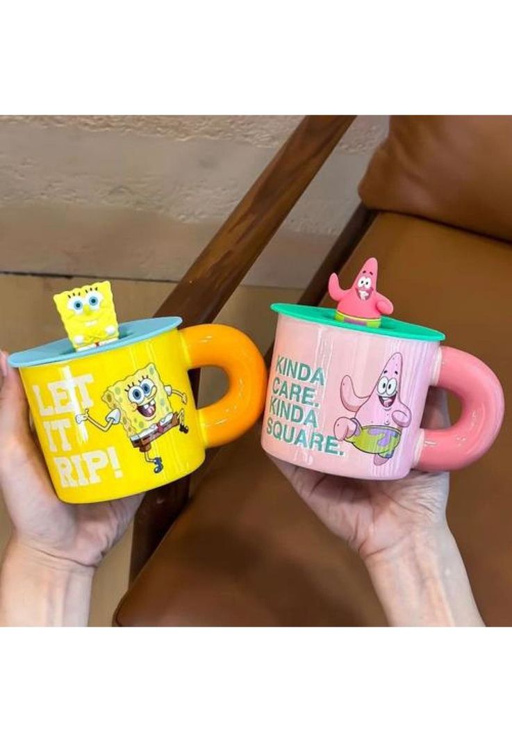 Tazón Ceramica Bob Esponja O Patricio Estrella Tapa Silicona-1