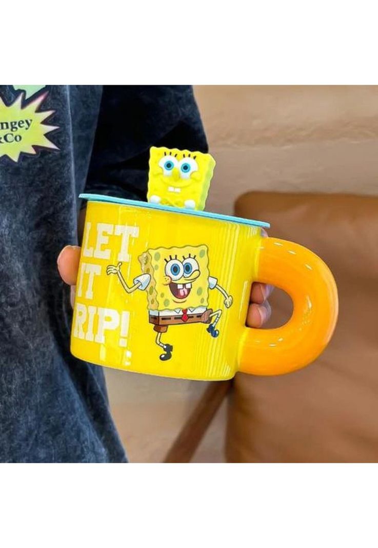 Tazón Ceramica Bob Esponja O Patricio Estrella Tapa Silicona-2