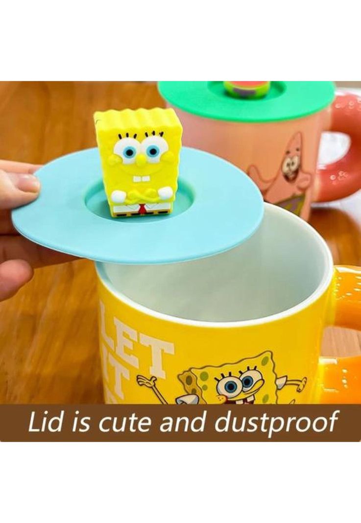 Tazón Ceramica Bob Esponja O Patricio Estrella Tapa Silicona-3